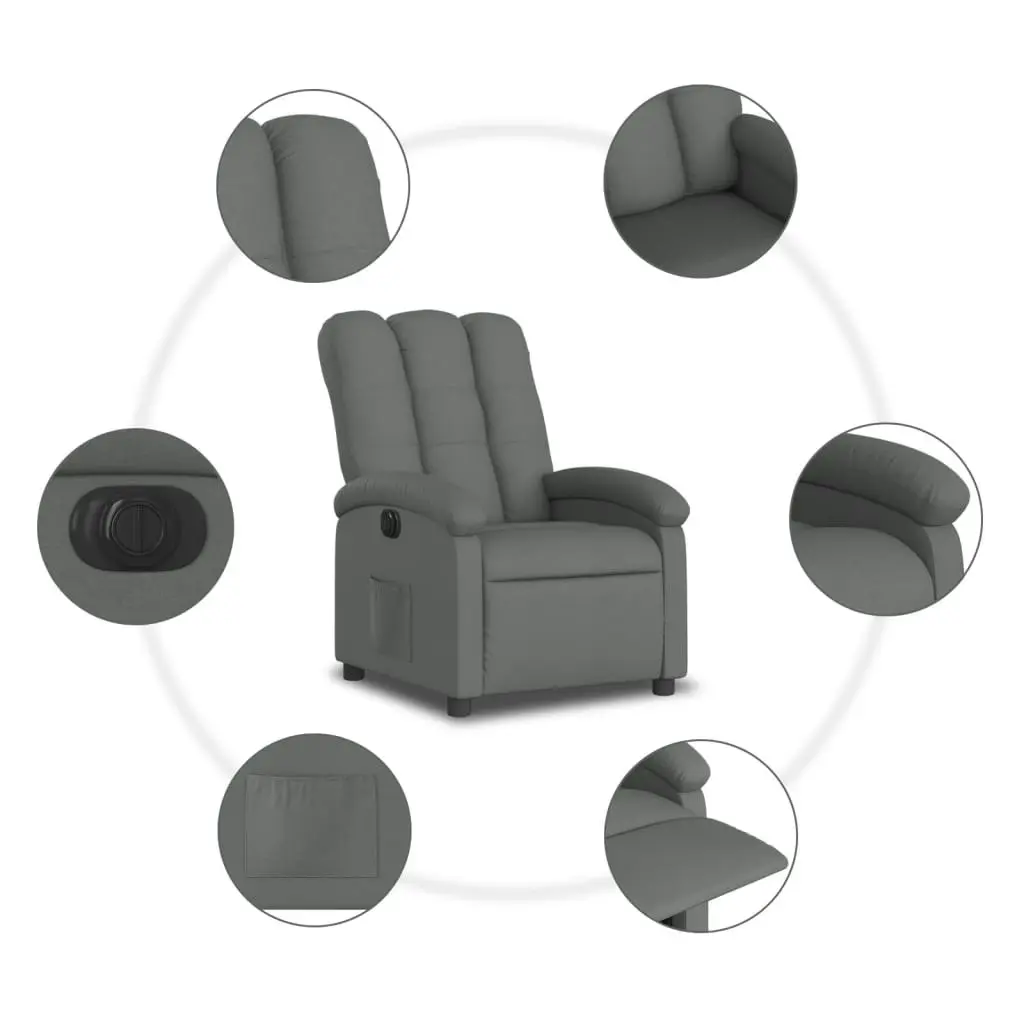 Electric Recliner Chair Dark Grey Fabric 3205389