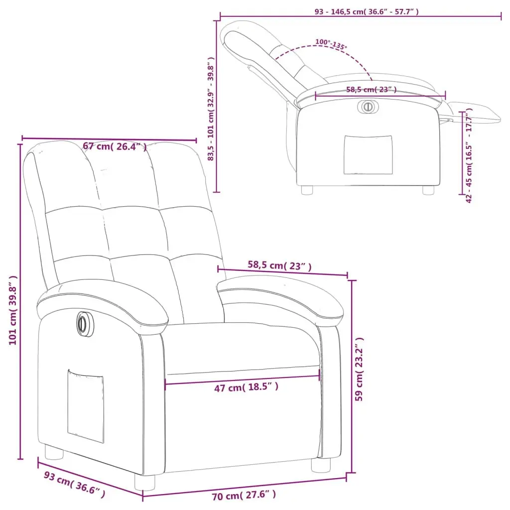 Electric Recliner Chair Dark Grey Fabric 3205389