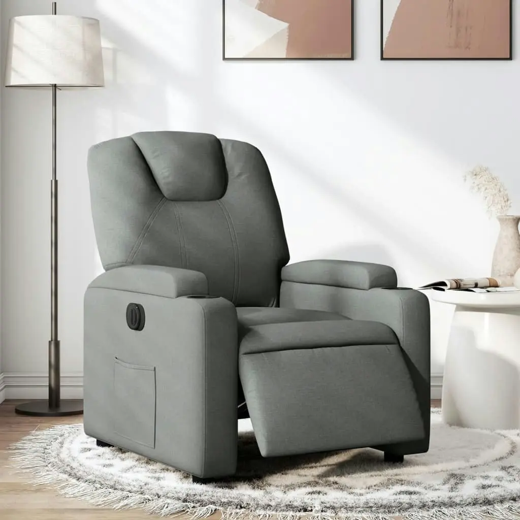 Electric Recliner Chair Dark Grey Fabric 3205517