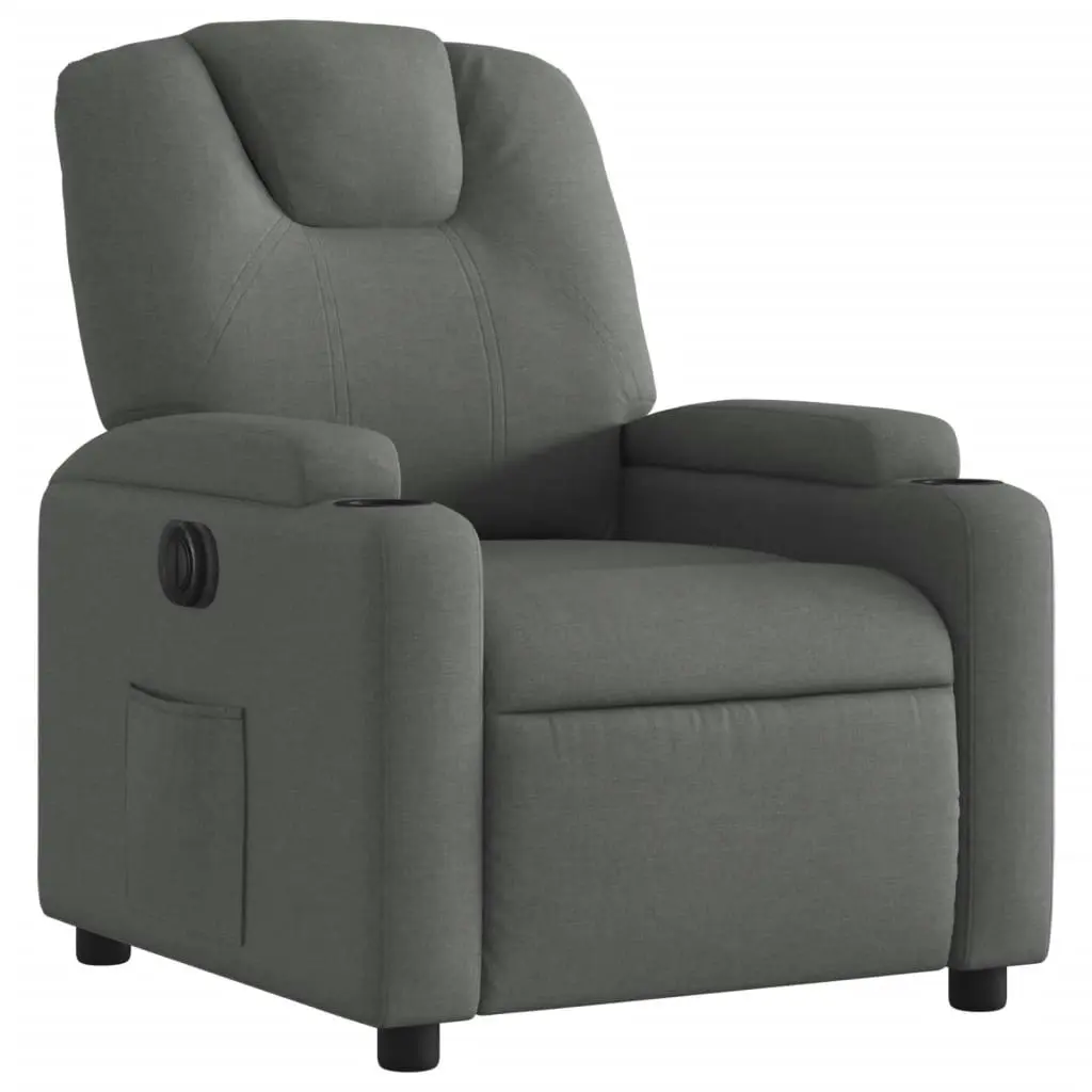 Electric Recliner Chair Dark Grey Fabric 3205517