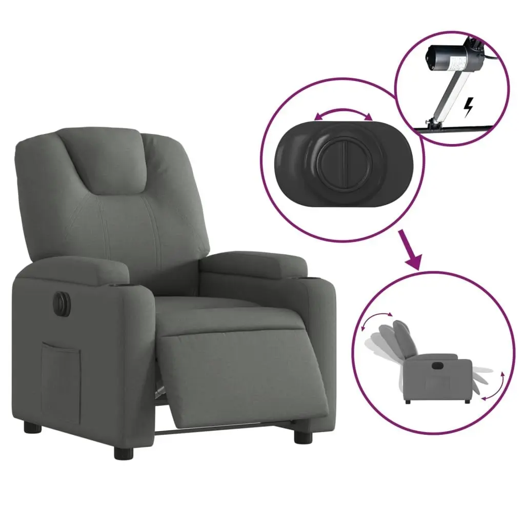 Electric Recliner Chair Dark Grey Fabric 3205517