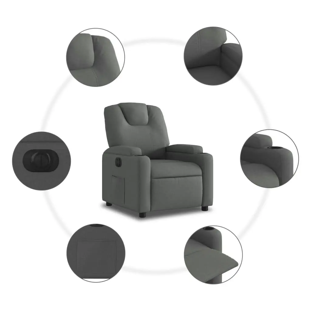 Electric Recliner Chair Dark Grey Fabric 3205517