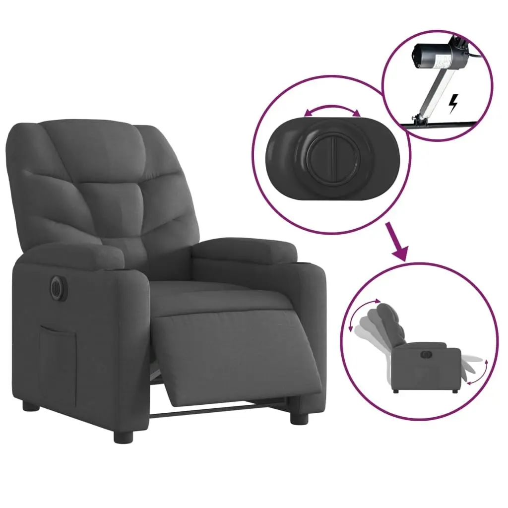 Electric Recliner Chair Dark Grey Fabric 3205617