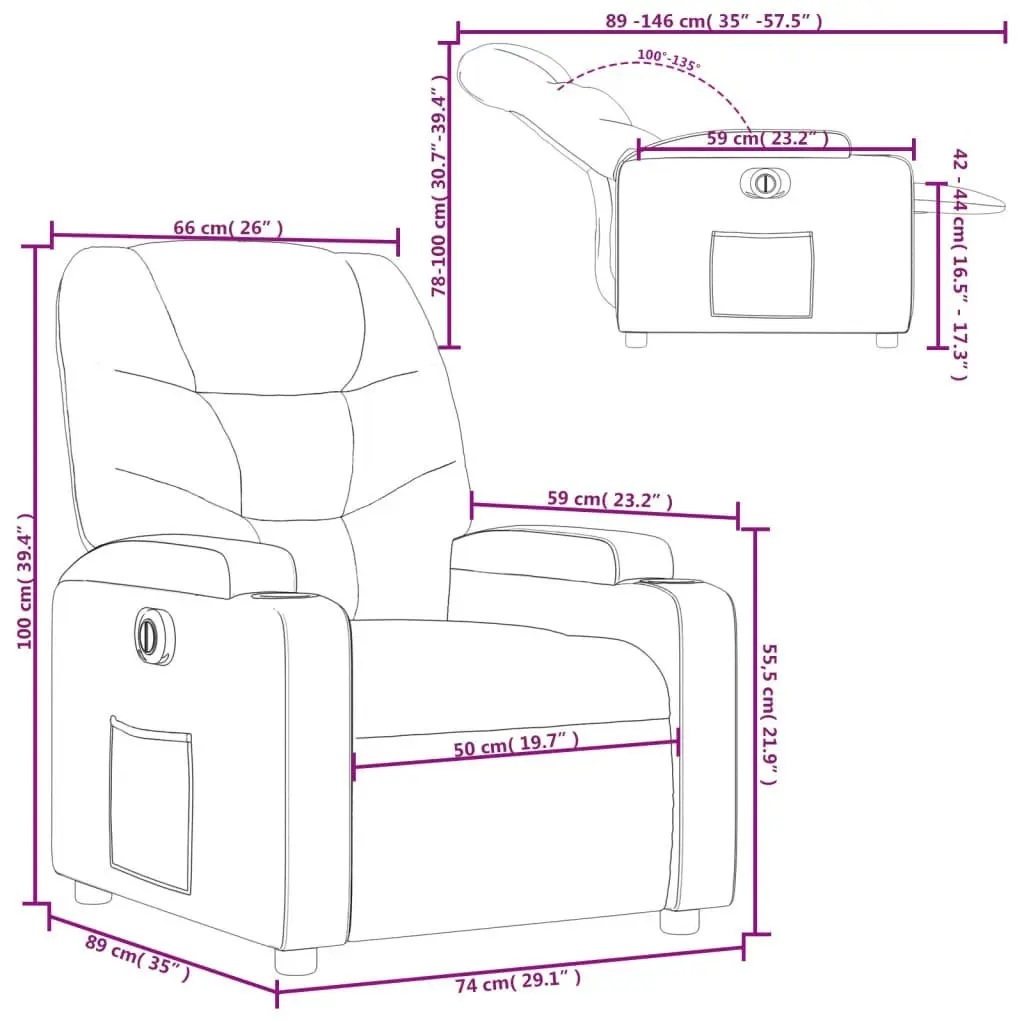 Electric Recliner Chair Dark Grey Fabric 3205617