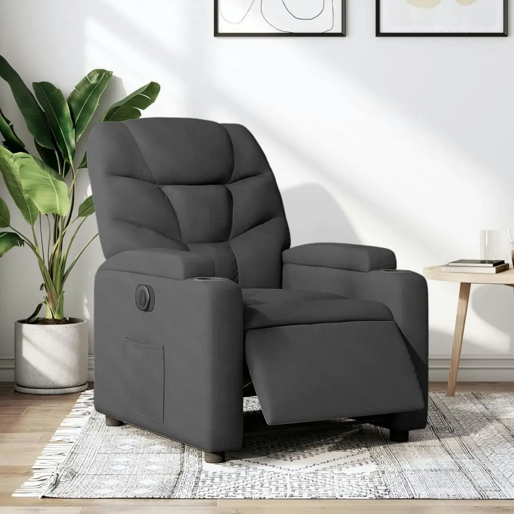 Electric Recliner Chair Dark Grey Fabric 3205617