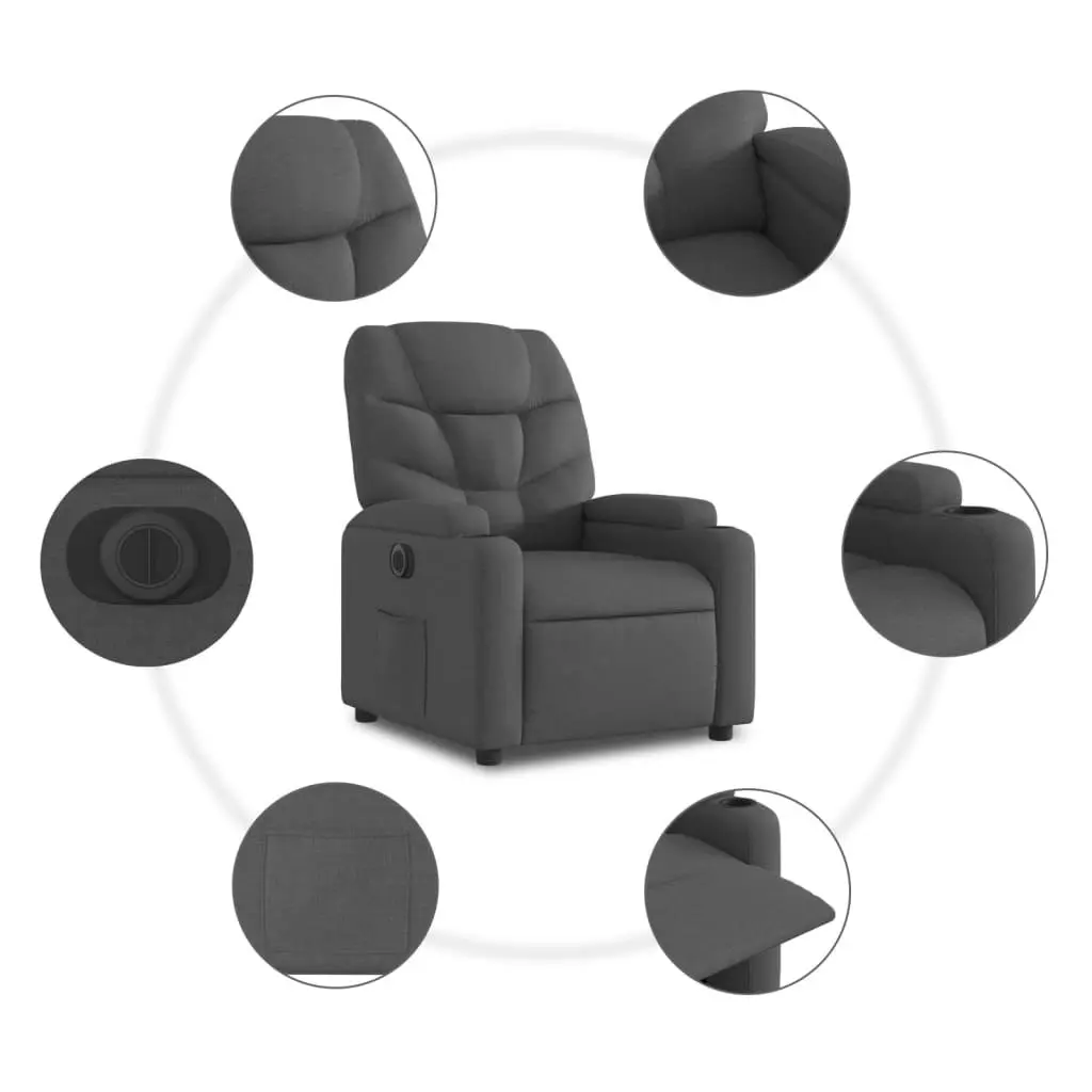 Electric Recliner Chair Dark Grey Fabric 3205617