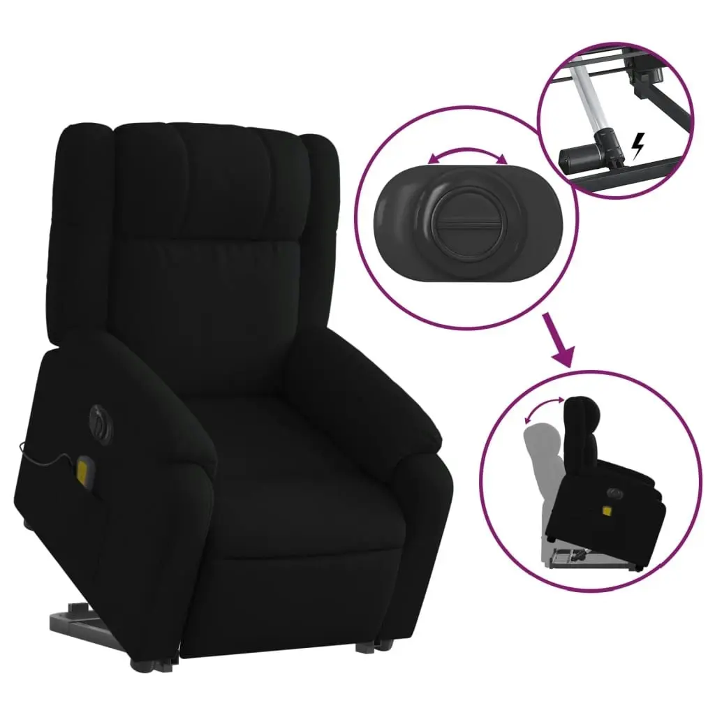 Electric Stand up Massage Recliner Chair Black Fabric 3205763