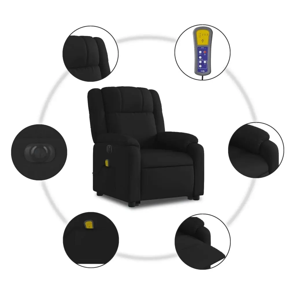 Electric Stand up Massage Recliner Chair Black Fabric 3205763