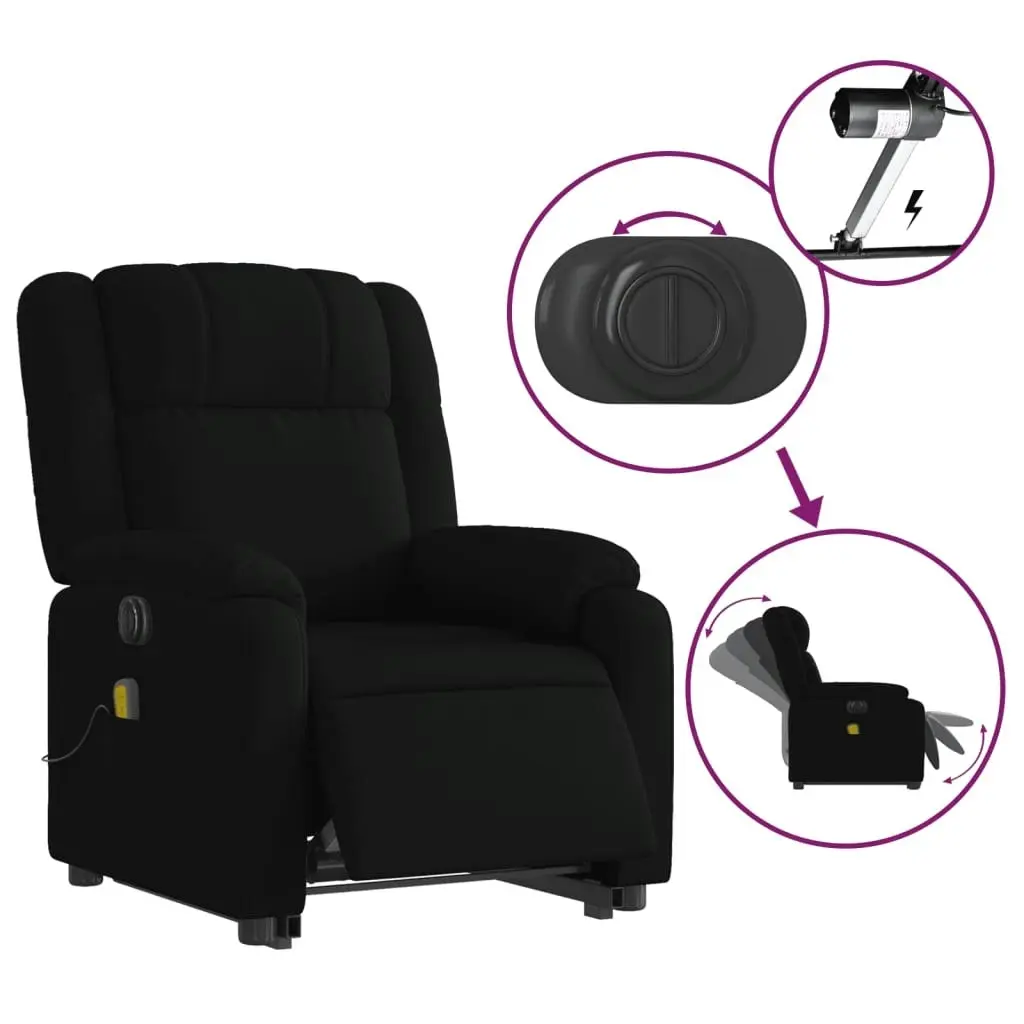 Electric Stand up Massage Recliner Chair Black Fabric 3205763