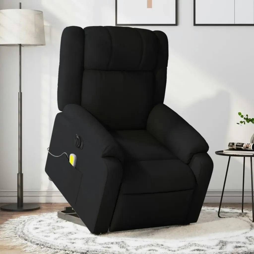 Electric Stand up Massage Recliner Chair Black Fabric 3205763