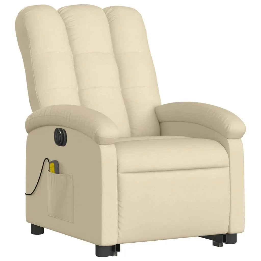 Electric Stand up Massage Recliner Chair Cream Fabric 3205411