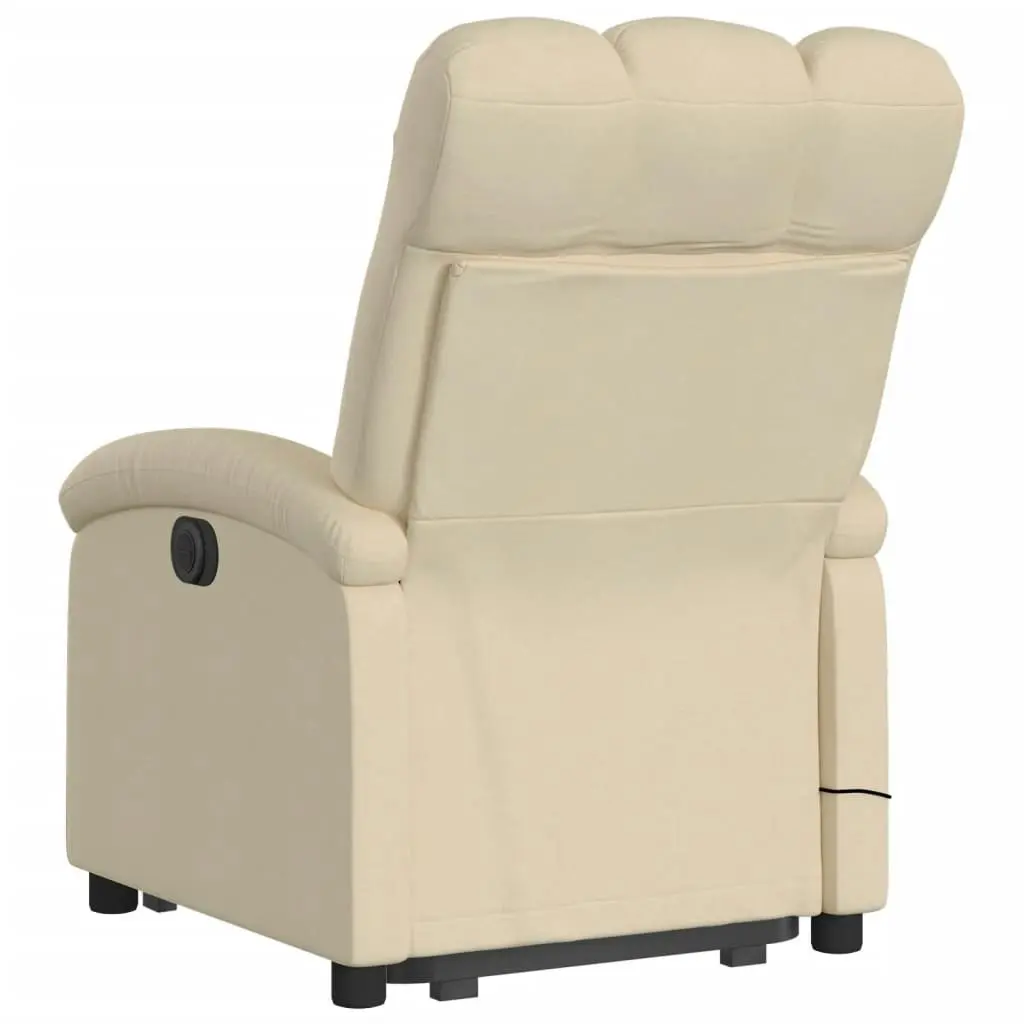 Electric Stand up Massage Recliner Chair Cream Fabric 3205411