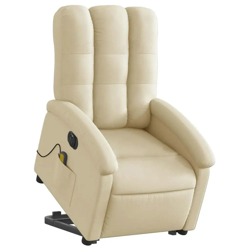 Electric Stand up Massage Recliner Chair Cream Fabric 3205411