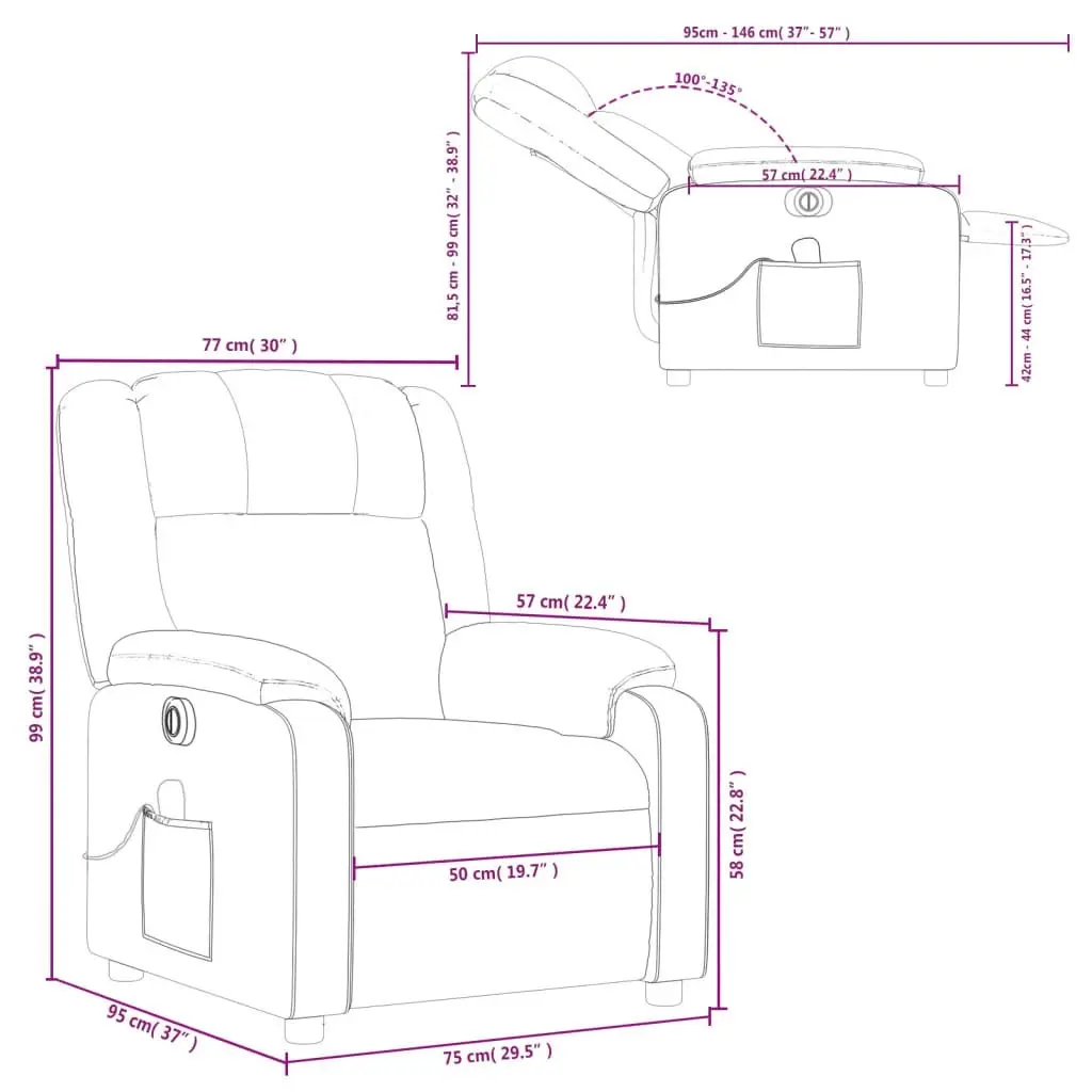 Electric Massage Recliner Chair Black Faux Leather 3205747