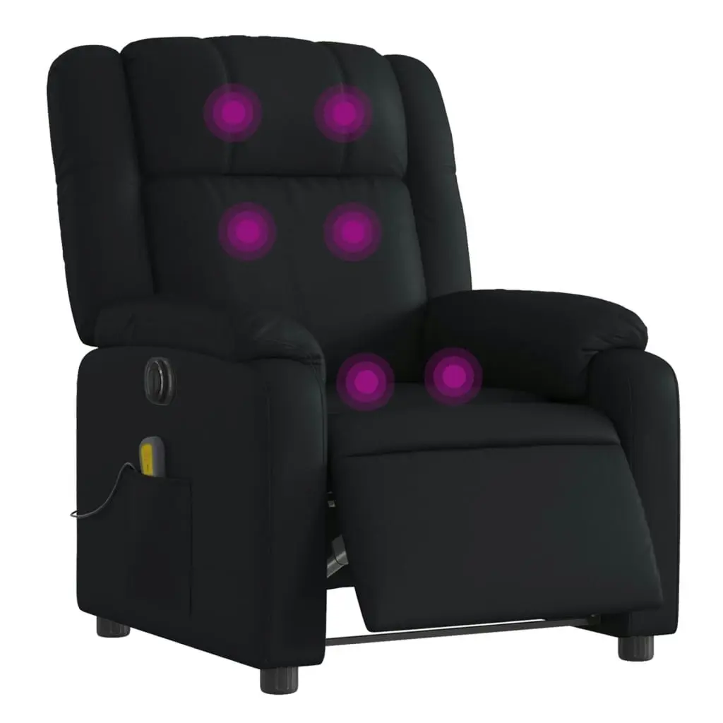 Electric Massage Recliner Chair Black Faux Leather 3205747