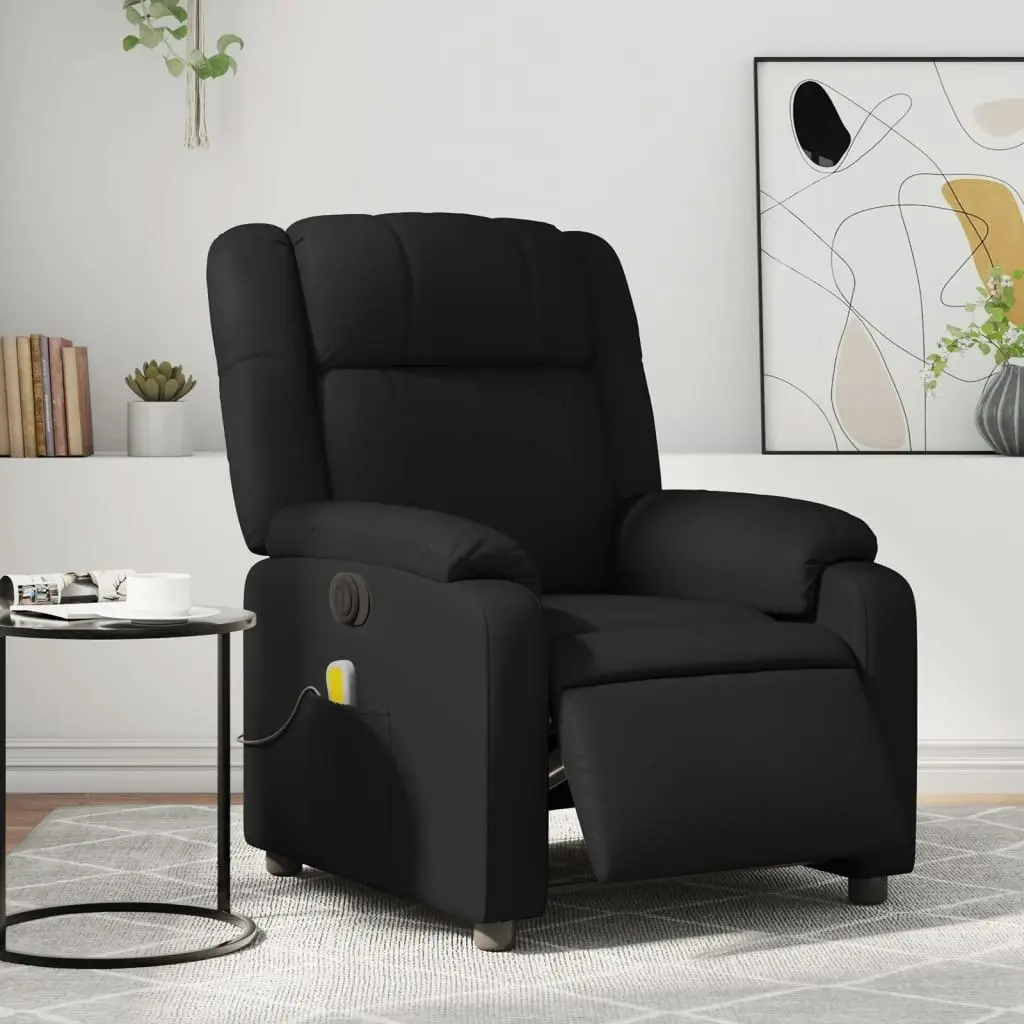 Electric Massage Recliner Chair Black Faux Leather 3205747