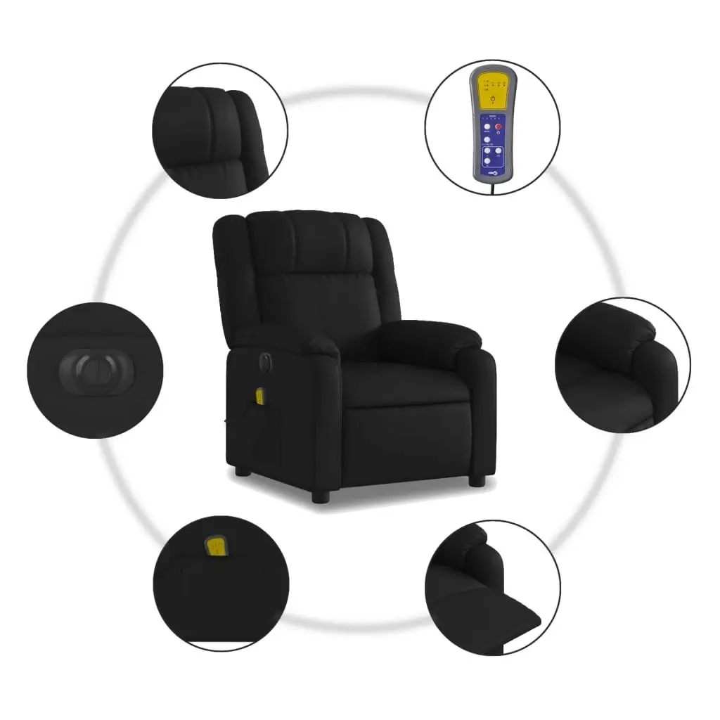 Electric Massage Recliner Chair Black Faux Leather 3205747