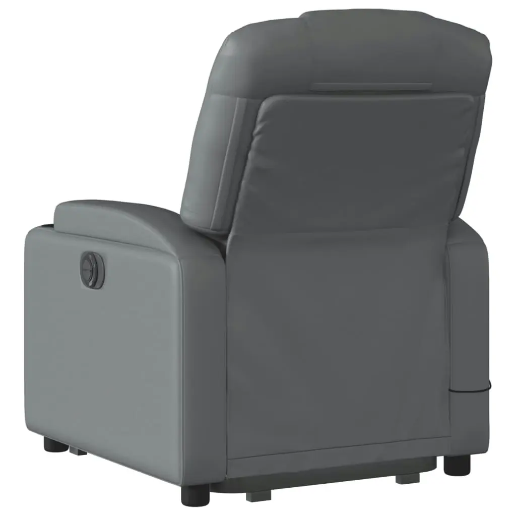 Electric Stand up Massage Recliner Chair Grey Faux Leather 3205563