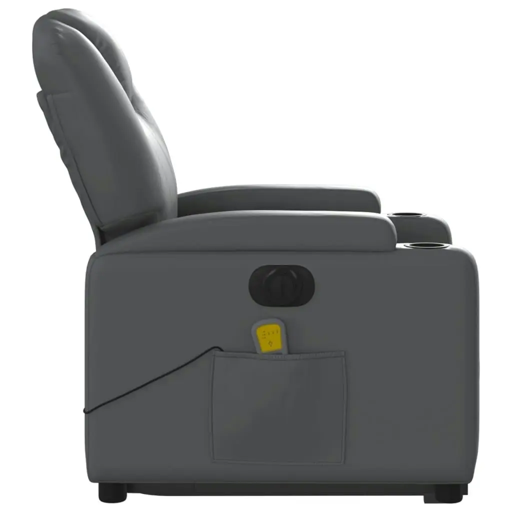 Electric Stand up Massage Recliner Chair Grey Faux Leather 3205563