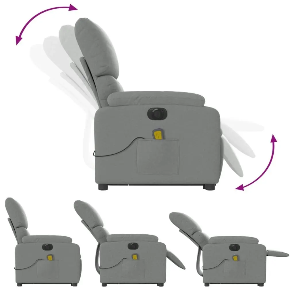 Electric Stand up Massage Recliner Chair Light Grey Fabric 3205708