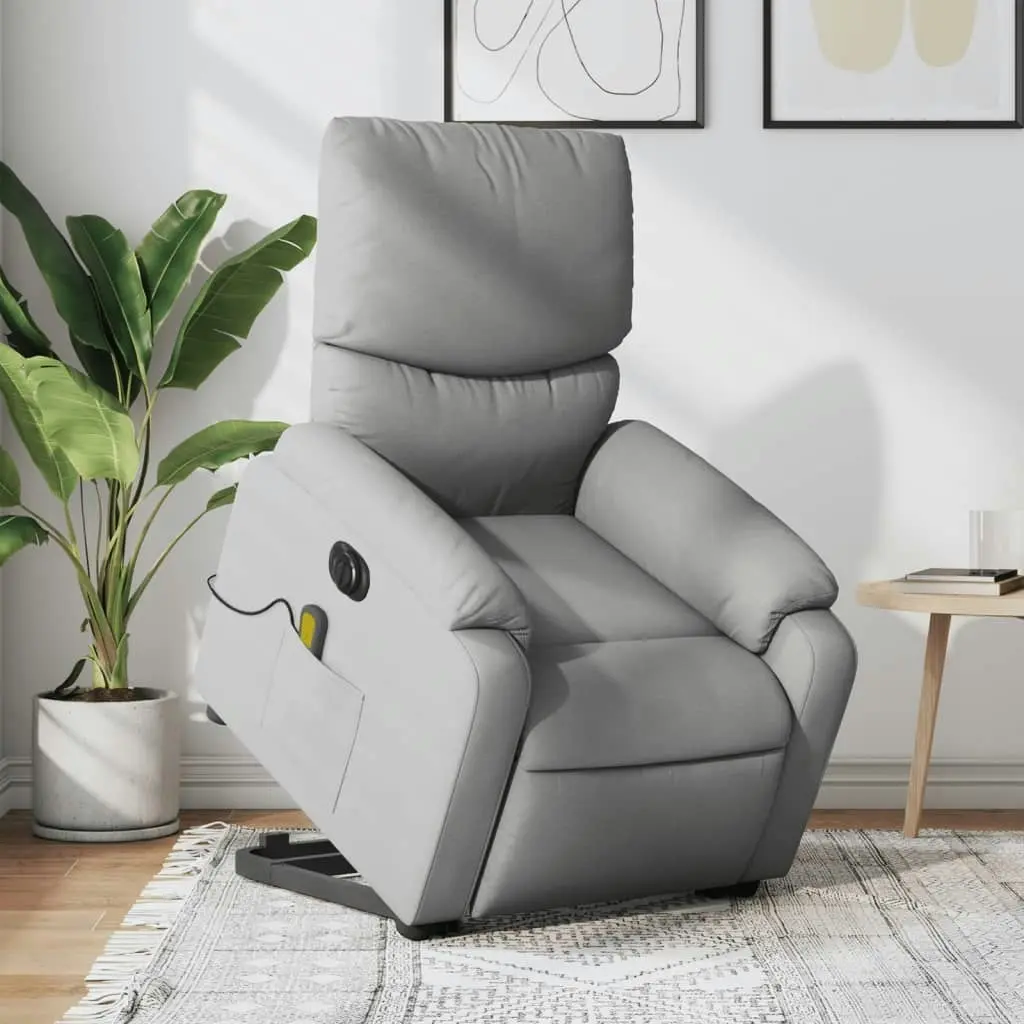 Electric Stand up Massage Recliner Chair Light Grey Fabric 3205708