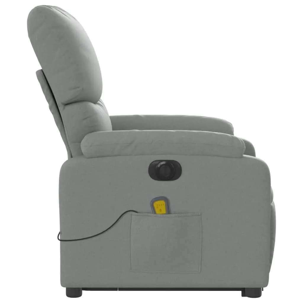 Electric Stand up Massage Recliner Chair Light Grey Fabric 3205708