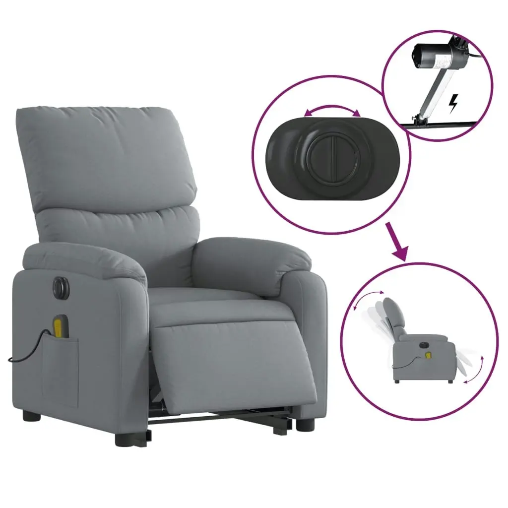 Electric Stand up Massage Recliner Chair Light Grey Fabric 3205708