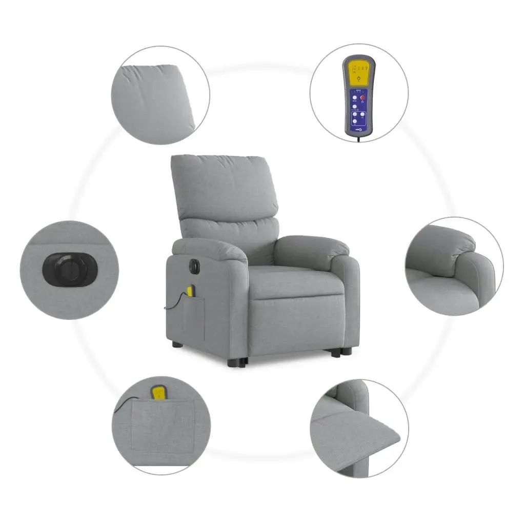 Electric Stand up Massage Recliner Chair Light Grey Fabric 3205708