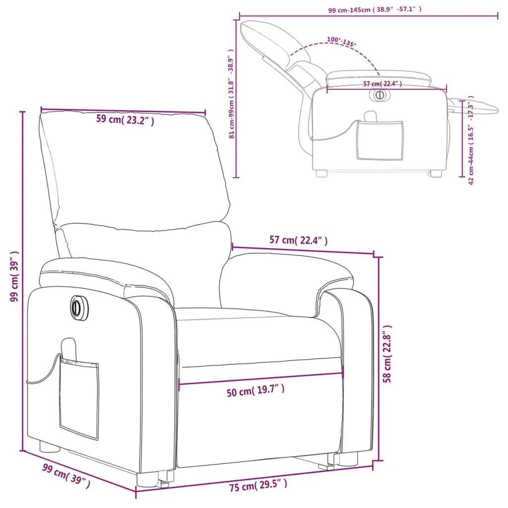 Electric Stand up Massage Recliner Chair Light Grey Fabric 3205708