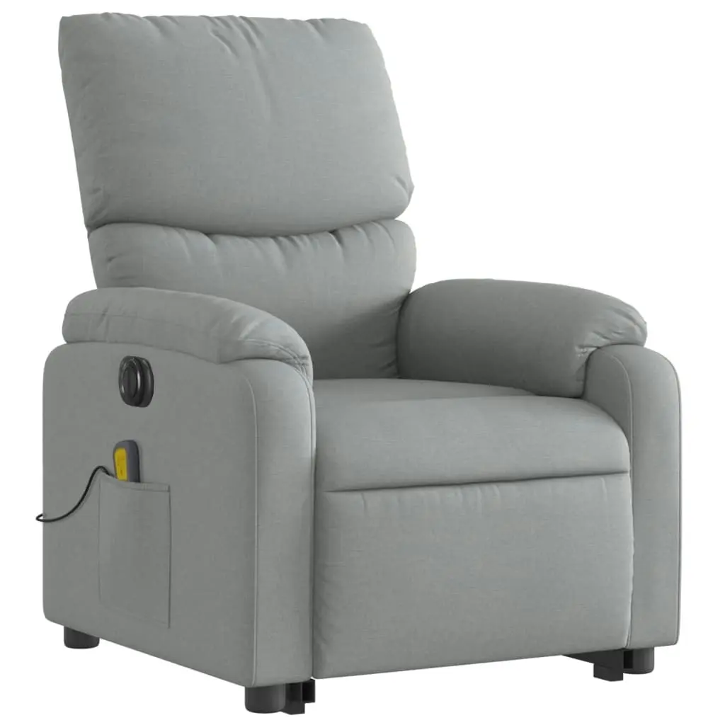 Electric Stand up Massage Recliner Chair Light Grey Fabric 3205708