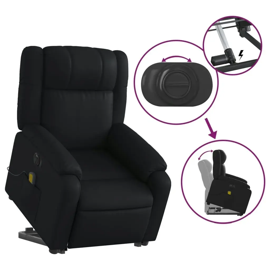 Electric Stand up Massage Recliner Chair Black Faux Leather 3205751