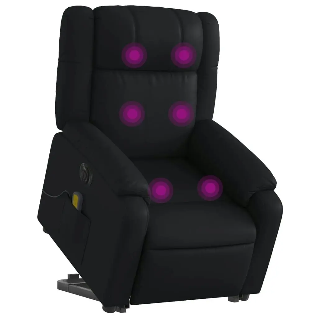 Electric Stand up Massage Recliner Chair Black Faux Leather 3205751