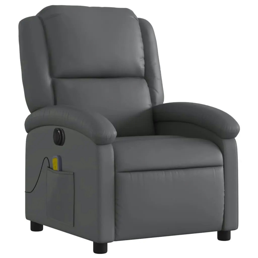 Electric Massage Recliner Chair Grey Faux Leather 3205455