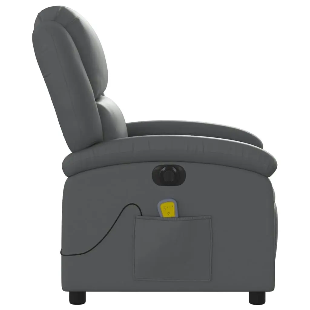 Electric Massage Recliner Chair Grey Faux Leather 3205455