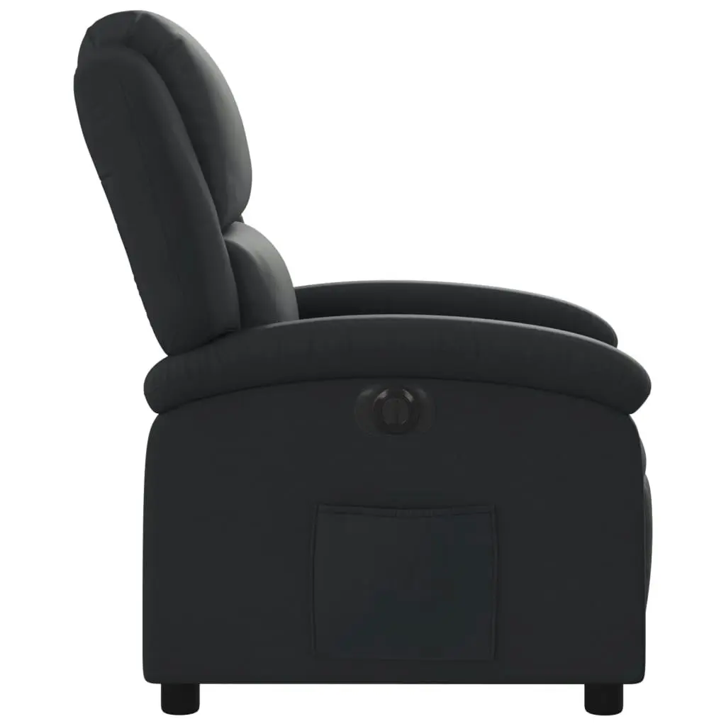 Electric Recliner Chair Black Real Leather 3205474