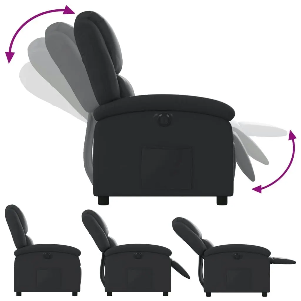 Electric Recliner Chair Black Real Leather 3205474