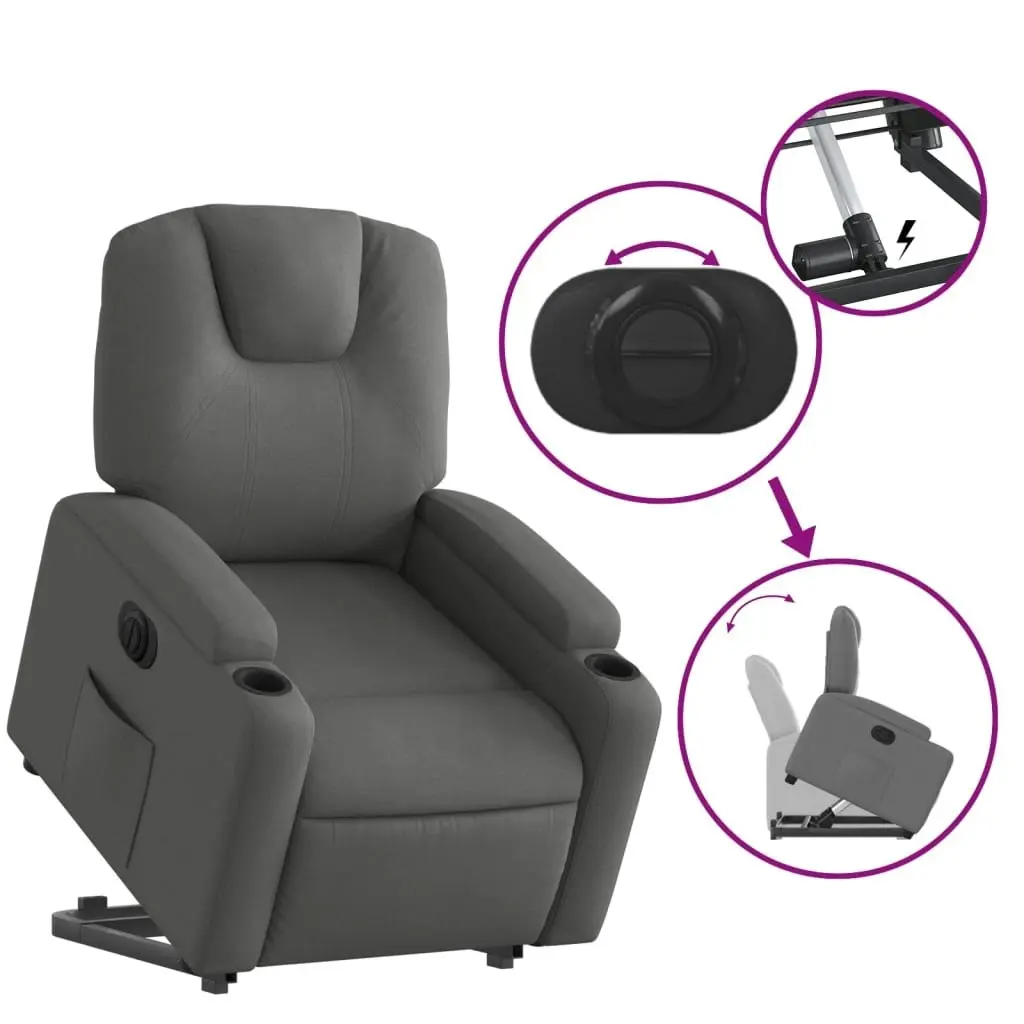 Electric Stand up Recliner Chair Dark Grey Fabric 3205533