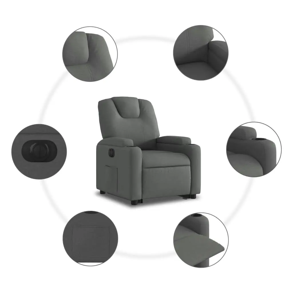 Electric Stand up Recliner Chair Dark Grey Fabric 3205533