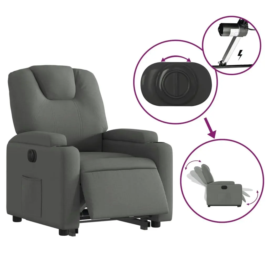 Electric Stand up Recliner Chair Dark Grey Fabric 3205533