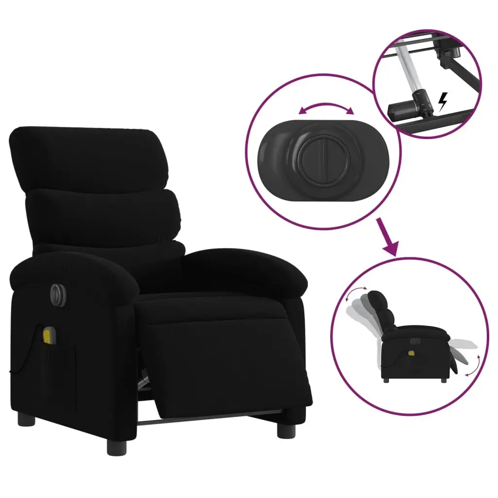 Electric Massage Recliner Chair Black Fabric 3205369