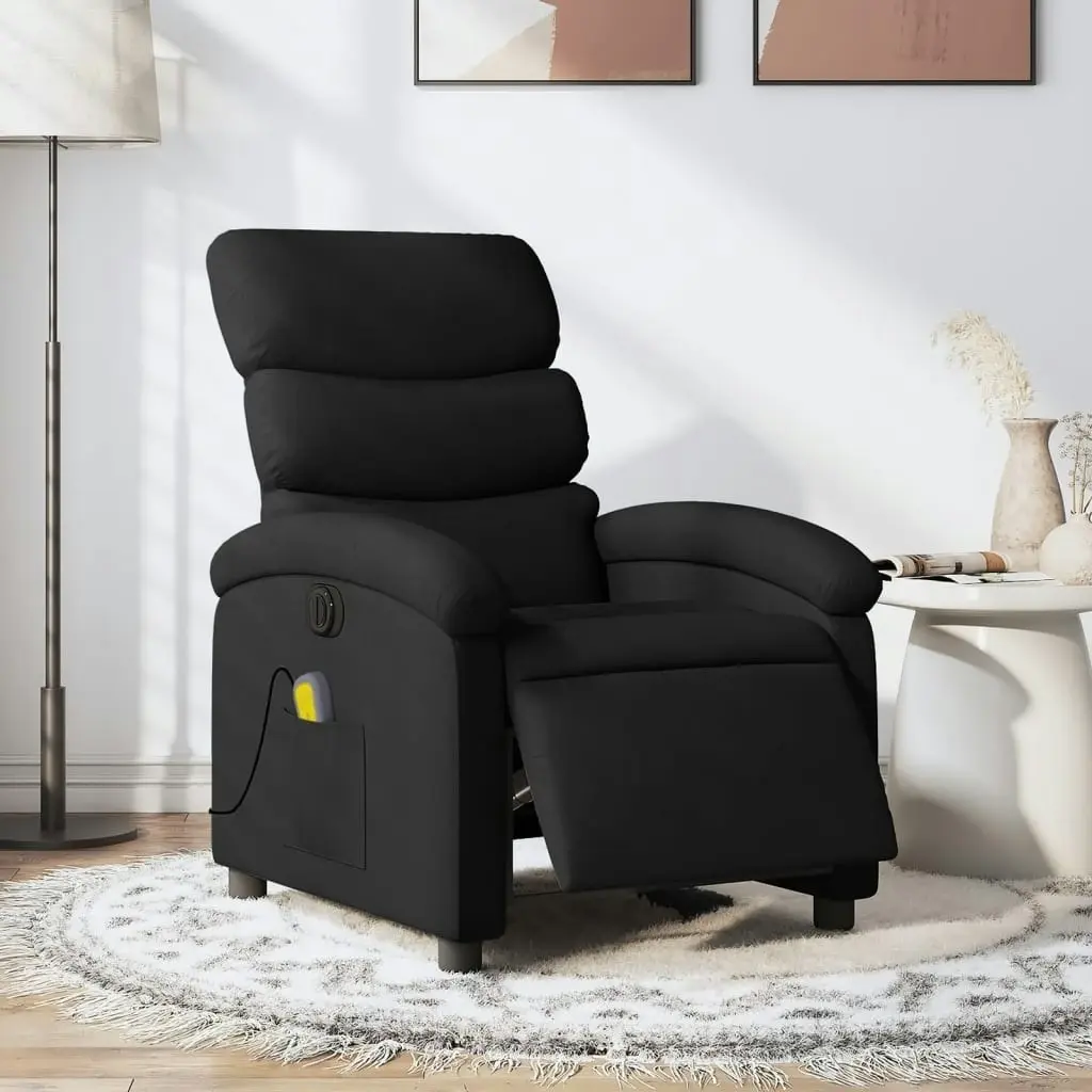 Electric Massage Recliner Chair Black Fabric 3205369