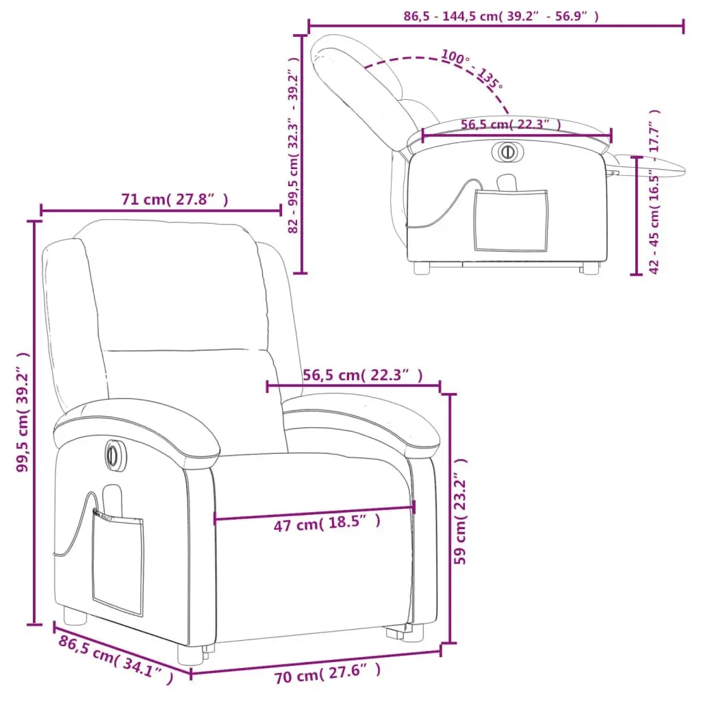 Electric Stand up Massage Recliner Chair Dark Grey Fabric 3205441