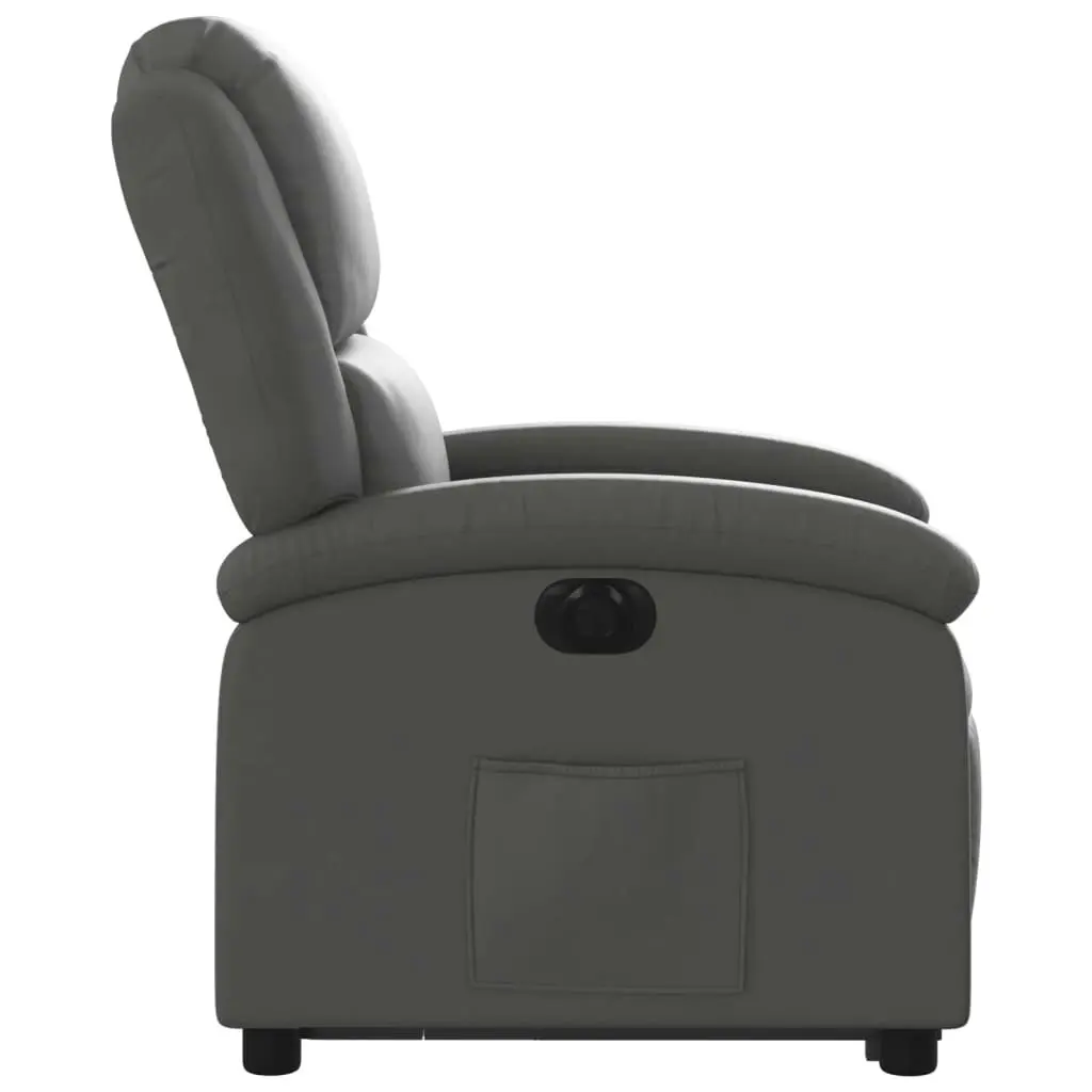 Electric Stand up Recliner Chair Grey Real Leather 3205488