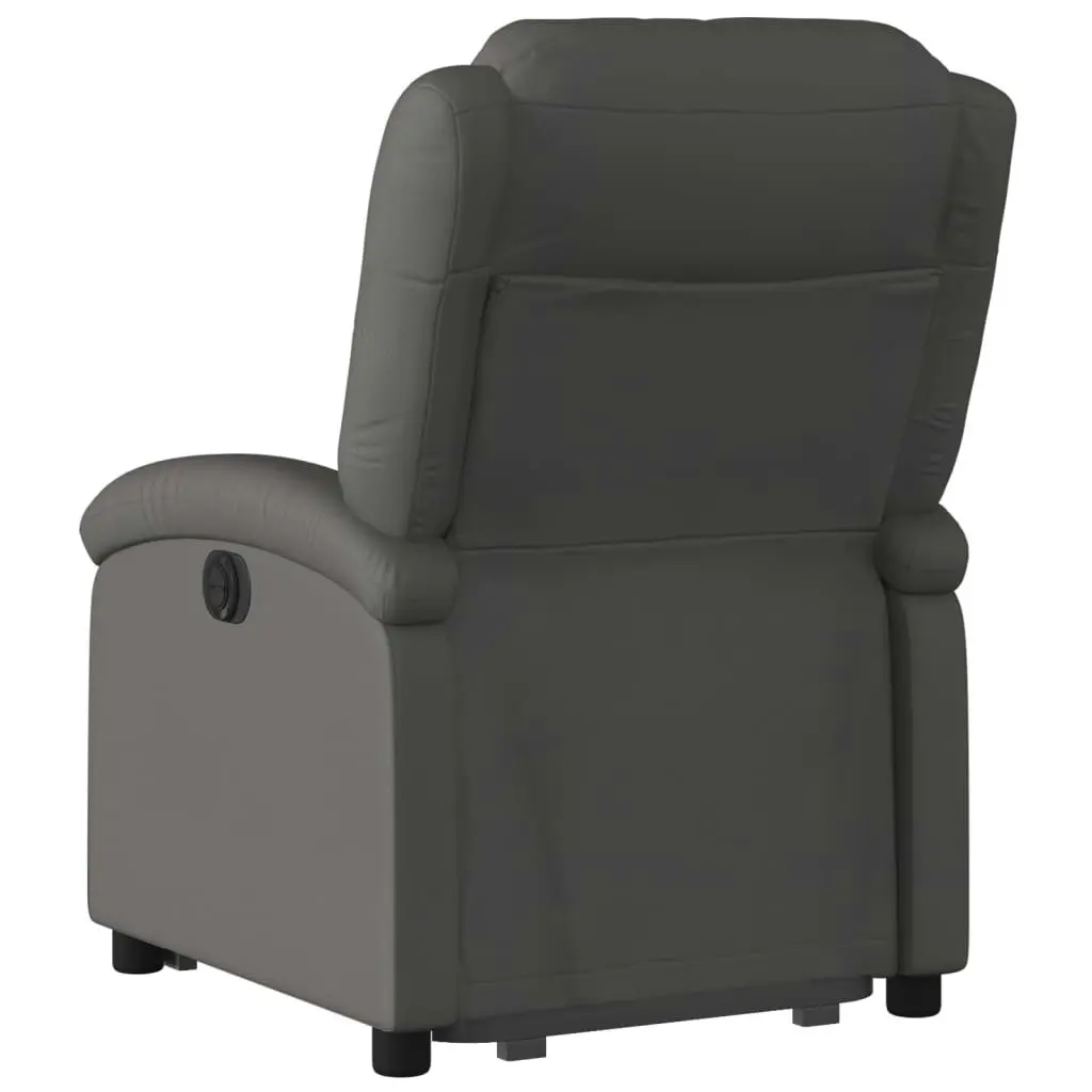 Electric Stand up Recliner Chair Grey Real Leather 3205488