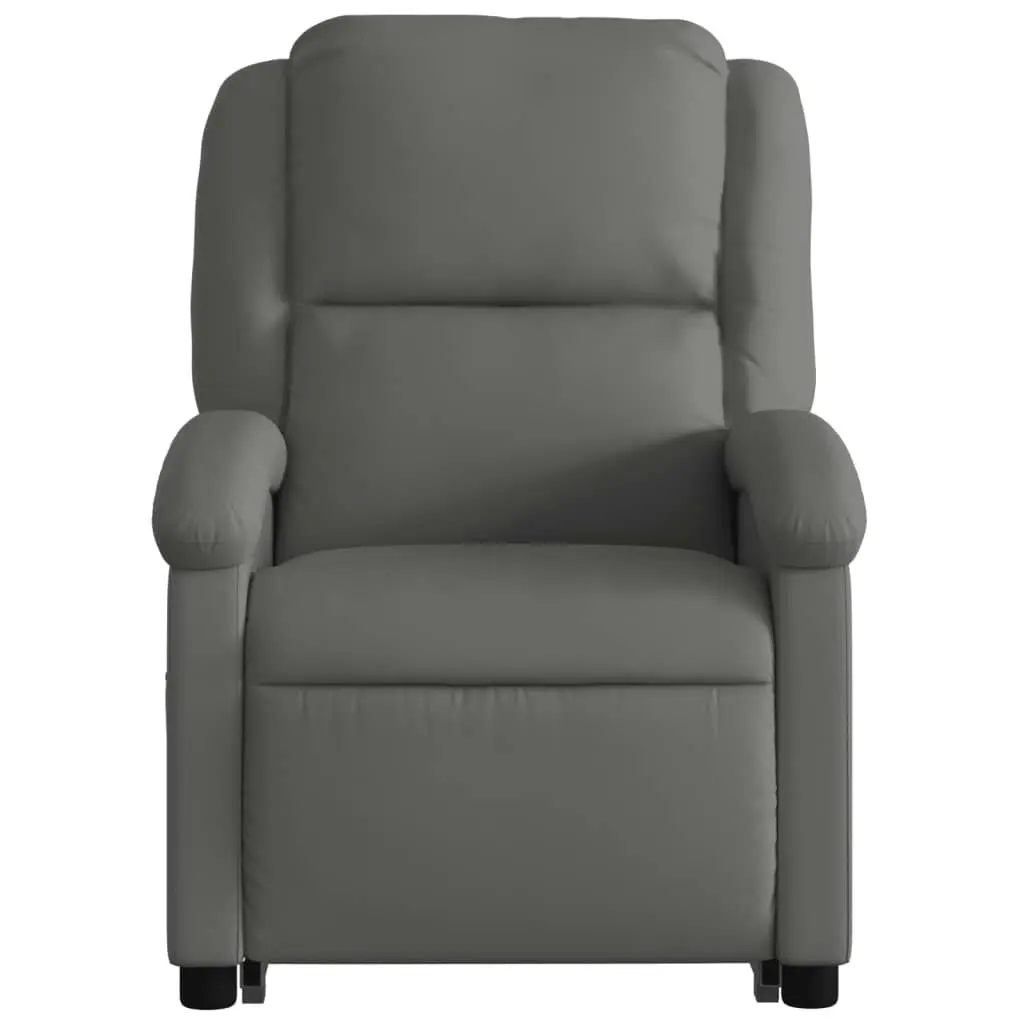 Electric Stand up Recliner Chair Grey Real Leather 3205488