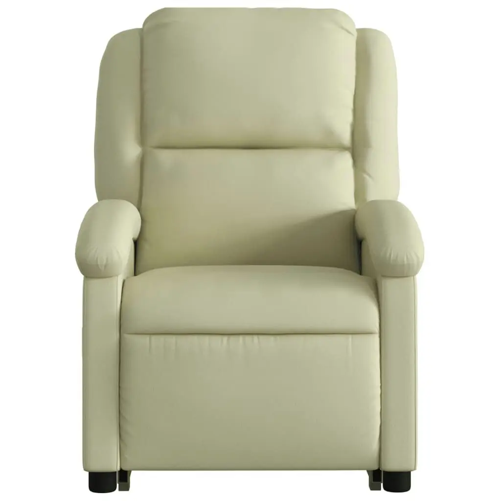 Electric Stand up Massage Recliner Chair Cream Real Leather 3205490