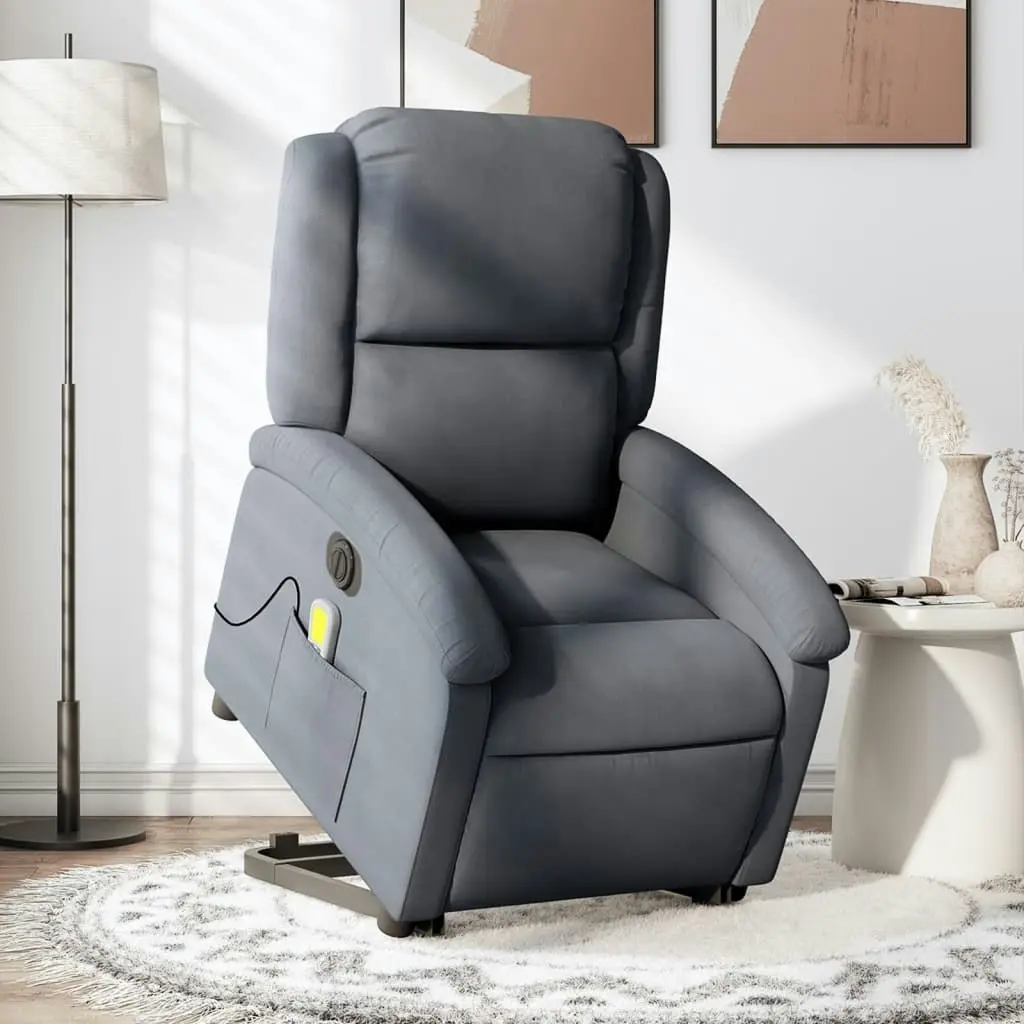 Electric Stand up Massage Recliner Chair Dark Grey Velvet 3205506