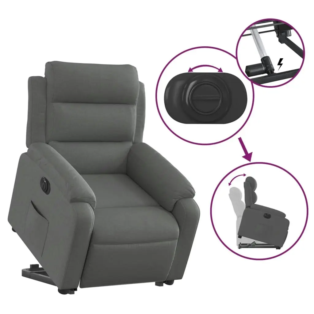 Electric Stand up Recliner Chair Dark Grey Fabric 3205739