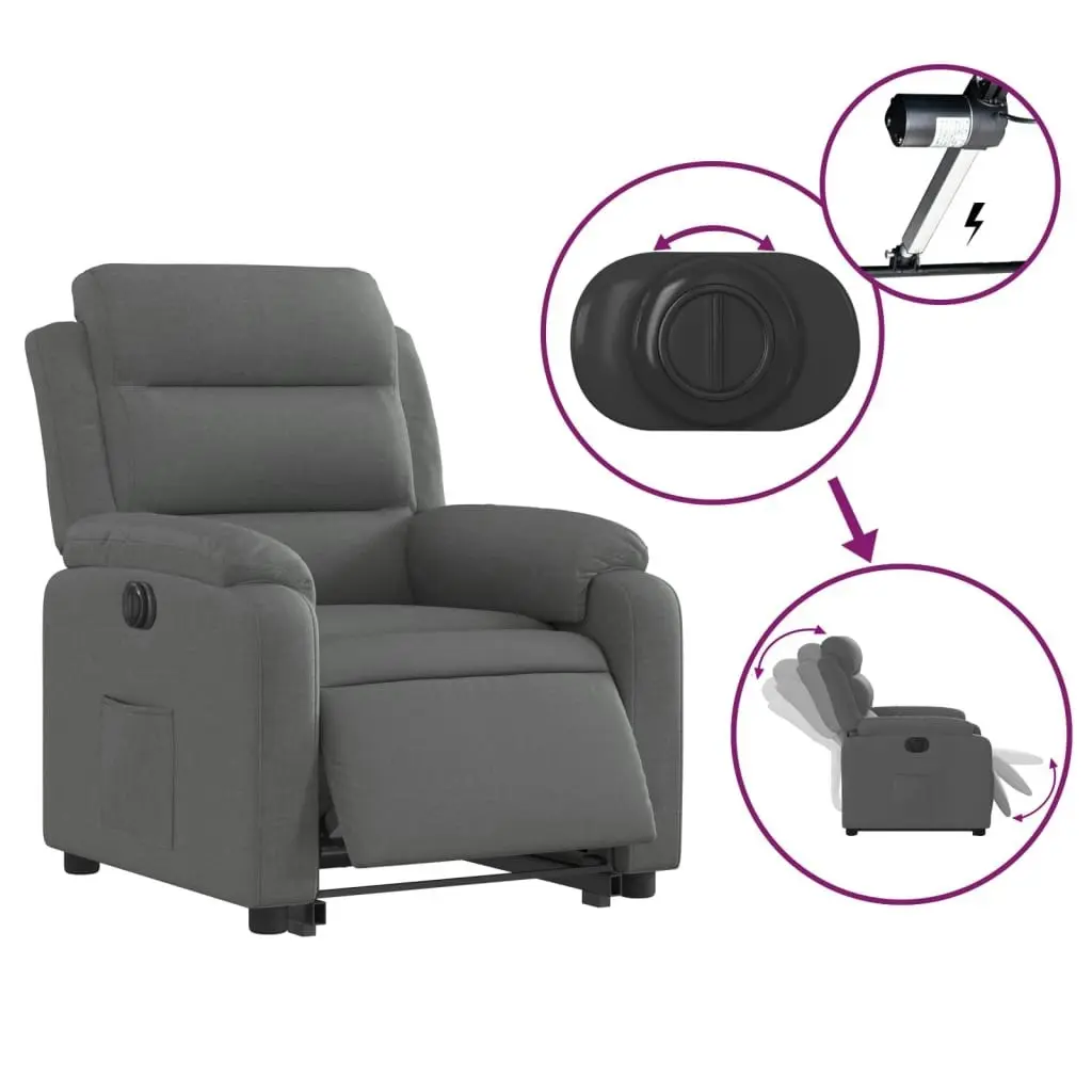 Electric Stand up Recliner Chair Dark Grey Fabric 3205739