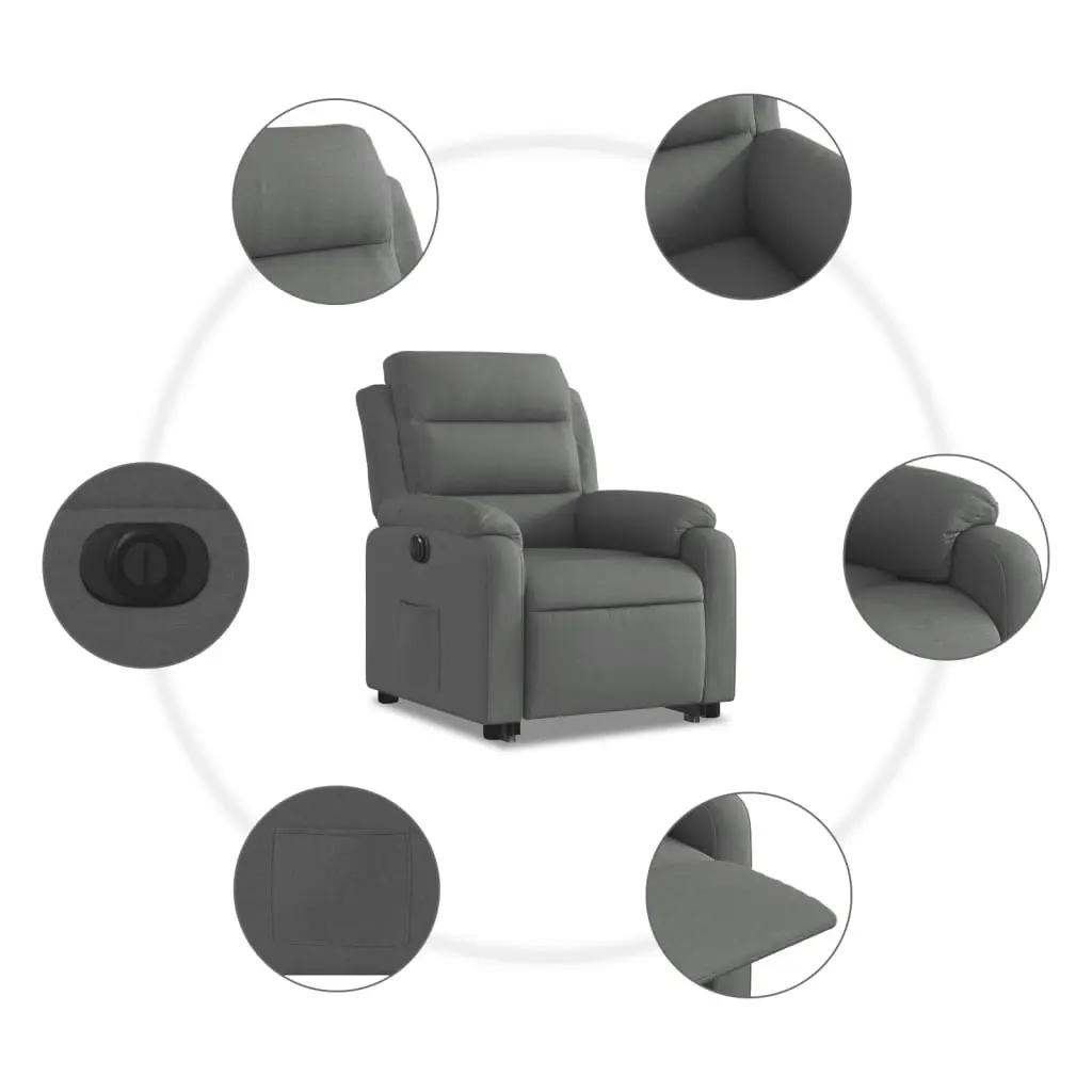 Electric Stand up Recliner Chair Dark Grey Fabric 3205739